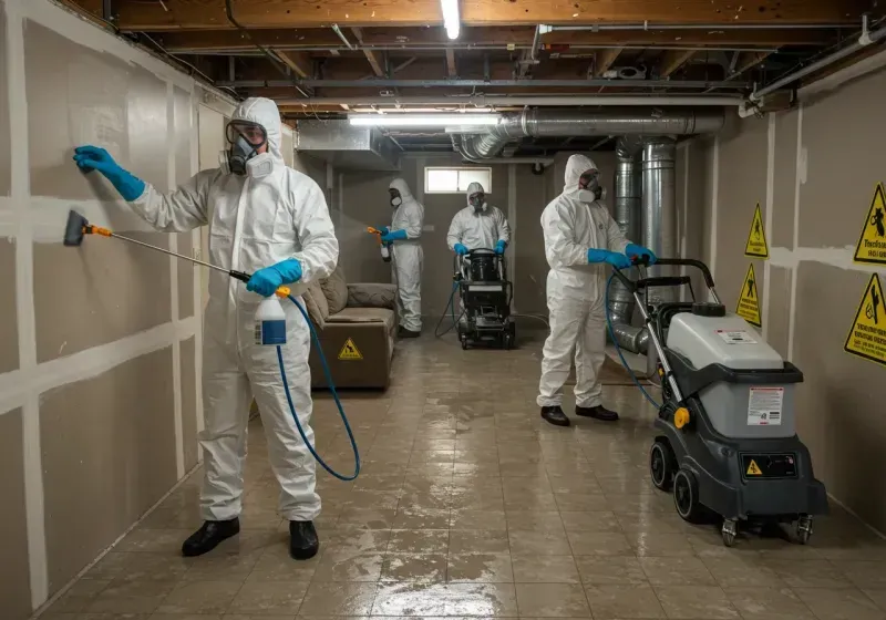 Basement Moisture Removal and Structural Drying process in Hill, NH